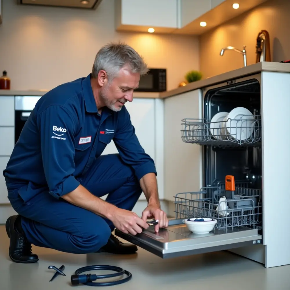 Certified technician performing Beko dishwasher repair